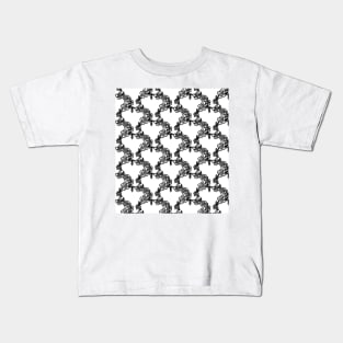 black and white floral pattern print Kids T-Shirt